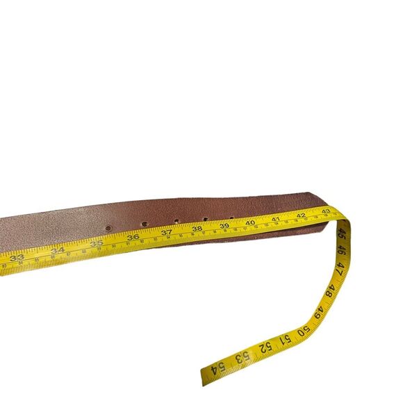 Million Wishes Brown Leather Gold-tone Ornate Detachable Buckle Belt Size L(42”) - Picture 16 of 16